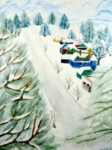 Village Snow, 2014, akril, vászon alkotó: Deborah Eve Alastra