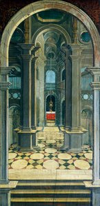 Perspektíva, amelyet Defendente Ferrari (1480 vagy 1485-1540) festett a 16. századi kórus hátsó részére, a Biella-i Szent Jeromos-templomra. Olaszország
