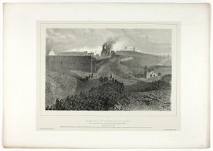 Támogatásnak nevezett harmadik oszlop indulása a Souvenirs d’Italie: Expédition de Rome-ból alkotó: Denis Auguste Marie Raffet