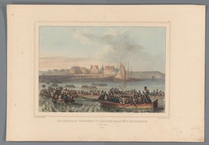 Fransen veroveren het Vlaams Hoofd, 1832 A franciák birtokba veszik Flandria fejét (cím a tárgyon) Raffet rajzai az antwerpeni fellegvár ostromának életéből (sorozat címe a tárgyon) alkotó: Denis Auguste Marie Raffet