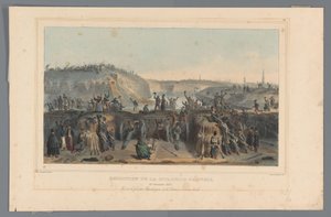 Overgave van de Citadel van Antwerpen, 1832 Antwerpen fellegvárának feladása (cím a tárgyon) Raffet rajzai az antwerpeni fellegvár ostromának életéből (sorozat címe a tárgyon)