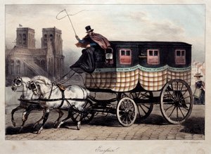 Párizsi közlekedés: Denis Auguste Raffet (1804-1860) „skót” litográfiájaként ismert omnibusz 19. századi Párizs, Musee Carnavalet alkotó: Denis Auguste Marie Raffet