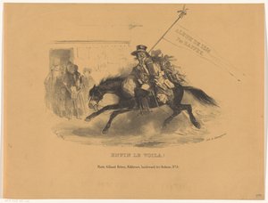 Postillion lóháton Végre le voila! (cím a tárgyon) Album de 1836 (sorozat címe az objektumon) alkotó: Denis Auguste Marie Raffet