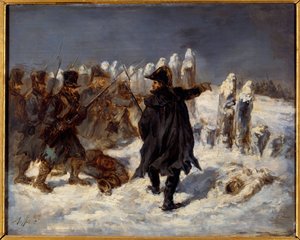 Orosz visszavonulási epizód. Napóleoni háború (1812). Marechal Michel Ney (1769 - 1815) birtokolja a kovnói Redoubtot (1812). Denis Auguste Raffet (1804-1860) festménye
