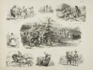 Vázlatok lapja alkotó: Denis Auguste Marie Raffet