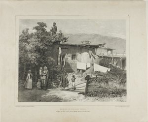 Tatár parasztok házai Déré-Koui faluban, Jalta közelében, Krím, 1837. augusztus 31. alkotó: Denis Auguste Marie Raffet