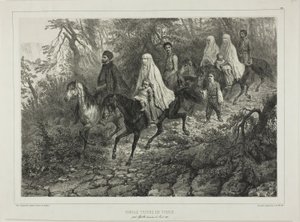 Utazó tatár család, Jalta közelében, Krím, 1837. augusztus 15. alkotó: Denis Auguste Marie Raffet