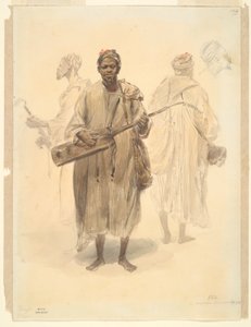 Mór utcazenész? Tanger (Egy mór utcazenész Tangerben) alkotó: Denis Auguste Marie Raffet