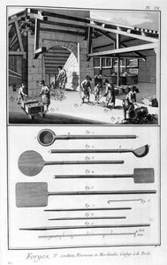 Egy kovács, kemence, öntött öntvénybe, 1751-1777