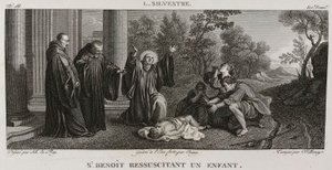 Denis-Sébastien Leroy, Antoine-Claude-François Villerey et Coiny - Saint Benoît egy gyermek újraélesztése, Louis de Silvestre után - 1802-1815 alkotó: Denis Sebastien Leroy