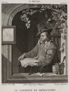 Denis-Sébastien Leroy, Chataigner és Dambrun - A kémikus meditációban, Gabriel Metsu után - 1802-1815 alkotó: Denis Sebastien Leroy