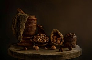 Rusztikus diófélék csendélet