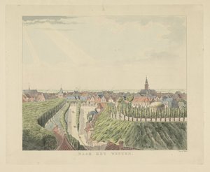 Nijmegen, kilátás a Belvédère felől nyugat felé Nyugatra (cím a tárgyon) Nijmegen városának látnivalói (sorozat címe) Geldersch-panoráma vagy körkép az életről a nymegeni kilátón (sorozat címe)