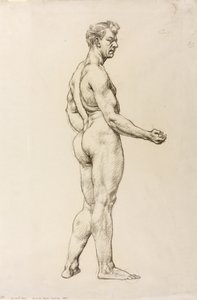 Férfi alak tanulmánya, 1906-07 körül (fekete kréta, papír) alkotó: Derwent Lees