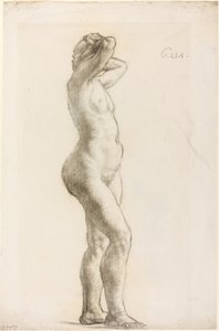 Női alak tanulmánya, 1906-07 körül (fekete kréta, papír) alkotó: Derwent Lees