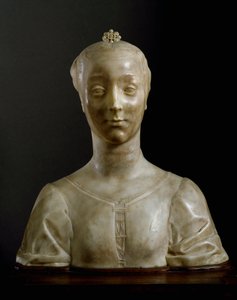 Fiatal hölgy mellszobra Desiderio da Settignano (kb. 1430-1464) márványszobra, 146 cm, Firenze, Bargello Nemzeti Múzeum