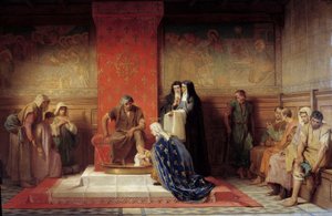 Francia Szent Erzsébet (Szent Lajos nővére) megmosta a szegények lábát Desire Laugee festménye (1823-1896) 1865 alkotó: Desire Francois Laugee