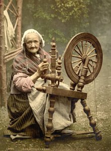 Irish Spinning Wheel, Galway megye, 1890 alkotó: Detroit Photographic Co.