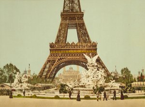 Eiffel-torony és szökőkút, Exposition Universelle, Párizs, Franciaország, 1900 körül