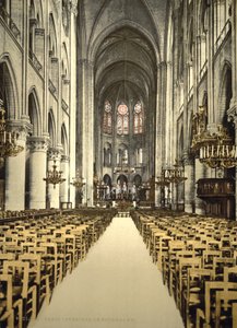 Notre Dame, belső tér, Párizs, Franciaország, 1890-1900 körül (fotomechanikai nyomat)