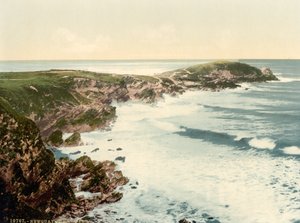 Towan Head, Newquay, Cornwall, Anglia, Photochrome Print, 1900 körül alkotó: Detroit Publishing Co.
