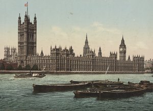 Parlament házai a folyó felől, London, 1890-1900 (photochrom) alkotó: Detroit Publishing Co.