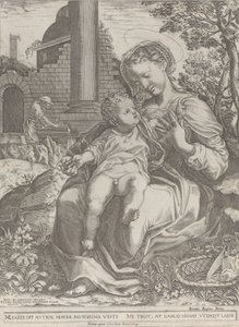 A Szent Család Egyiptomban, József ács a háttérben..., [1577], újra kiadva 1774.
