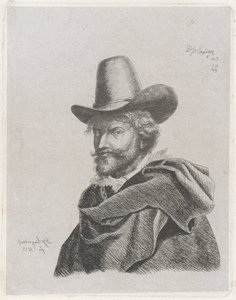 Peter Paul Rubens portréja köpennyel és cilinderrel