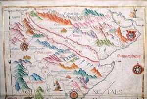 Egyiptom és Szaúd-Arábia, részlet egy világatlaszból, 1565