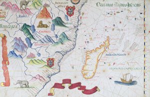 Madagaszkár és Kelet-Afrika tengerpartja, részlet egy világatlaszból, 1565 alkotó: Diego Homem
