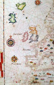 A Brit-szigetek, Ibéria és Északnyugat-Afrika, részlet egy világatlaszból, 1565 alkotó: Diego Homem