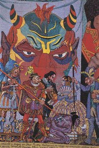 Közelkép egy festményről, Insurgentes Színház, Mexikóváros, Mexikó alkotó: Diego Rivera