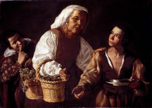 The Two Boys and the Old Fruit Woman avagy az Old Fruit Sell (Két fiú és a régi gyümölcs eladó). Diego Rodriguez festménye, Silva Velazquez (Velasquez alkotó: Diego Rodriguez de Silva y (attr. to) Velazquez