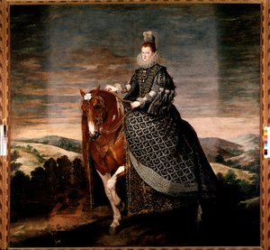 Margarita osztrák királynő lovas portréja (olaj, vászon alkotó: Diego Velázquez