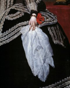 Kéz és sál Mária Anna (Marianne) osztrák királynő (1634-1696), IV. Fülöp felesége portréjának részlete”” Diego Velasquez (1599-1660) festménye 17. századi Madrid, Prado Múzeum alkotó: Diego Velázquez