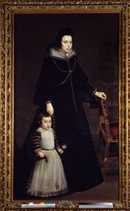 Antonia de Ipenarrieta portréja fiával, Luisszal. Diego Rodriguez de Silva y Velasquez (1599-1660) festménye alkotó: Diego Velázquez