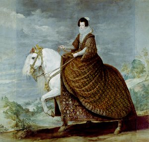 Portrait of Queen Isabella of Bourbon on horseback
