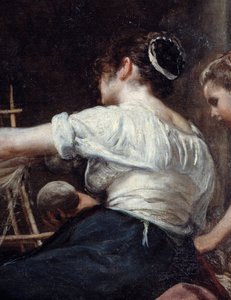 A fonók vagy az Arachne Detail meséje egy hátsó munkásról. Diego Rodriguez de Silva y Velasquez (1599-1660) festménye, c. 1653. V 2,2x2,89 m Madrid, Prado Múzeum alkotó: Diego Velázquez