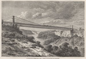 A Niagara kettős híd, Lancelot rajza, L. Deville 1854-55-ös észak-amerikai útjainak illusztrálására. Metszet „” Le tour du monde”” 1861. Selva gyűjteményében. alkotó: Dieudonne Auguste Lancelot