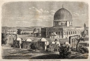 A 691-ben Jeruzsálemben épült Omar mecset, Lancelot rajza Bida úr 1856-os palesztinai útjának illusztrálására. Metszet: „” Le tour du monde, nouveau Journal des voyages” Paris