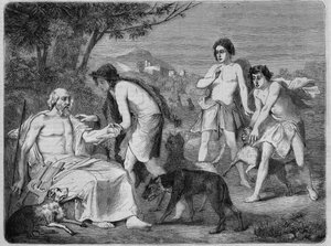 Homere Syros szigetén. Metszet 1864-ből, Maillard festménye szerint.