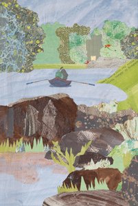 Horgászat Skóciában, Tay folyó, 2023 (kollázs) alkotó: Dione Verulam