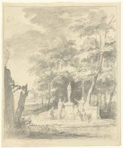 Árkádiai táj alakokkal egy szobor körül alkotó: Dionys van Nijmegen (possibly)