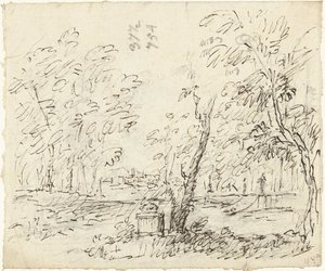 Kert lépcsőházzal, szobrokkal alkotó: Dionys van Nijmegen (possibly)