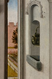 Plébániatemplom (Szent Péter plébániatemplom). festmény. Utolsó vacsora. Dirk Bouts. 1464-1468. Részlet. Központi panel. alkotó: Dirck Bouts