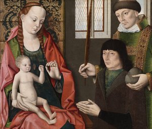 Szűz és gyermek Szent Istvánnal és adományozóval, 1480 körül alkotó: Dirck Bouts