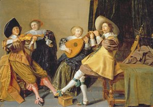 Egy belső térben zenélő elegáns társaság alkotó: Dirck Hals