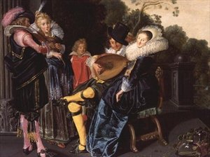 Egy elegáns muzsikáló parti egy dísztó mellett, 1621 alkotó: Dirck Hals