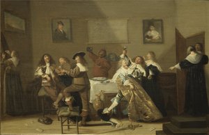 Scene de taverne – Tavern Scene, szerző: Hals, Dirck (1591-1656). Olaj, fa