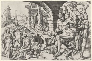 Jóbot megostorozta a Sátán alkotó: Dirck Volckertsz. Coornhert (attributed to)